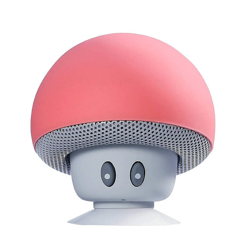 Mini Bluetooth Speaker - Wireless Mushroom Design Portable Speaker Small Stereo Waterproof Suction Cup - Red image